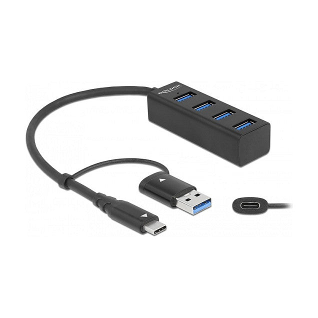 DELOCK 4 Port USB 3.2 Gen 1 Hub mit USB Type-C oder USB Typ-A Anschluss