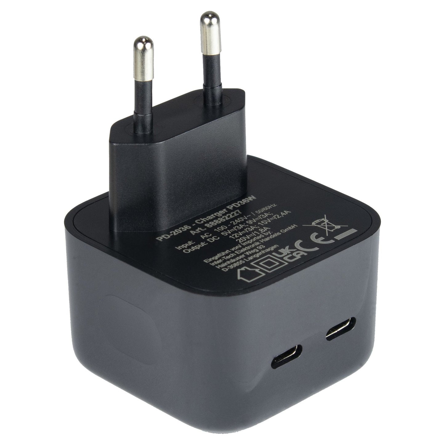 Charger USB-C 36W Black Inter-Tech PD-2036