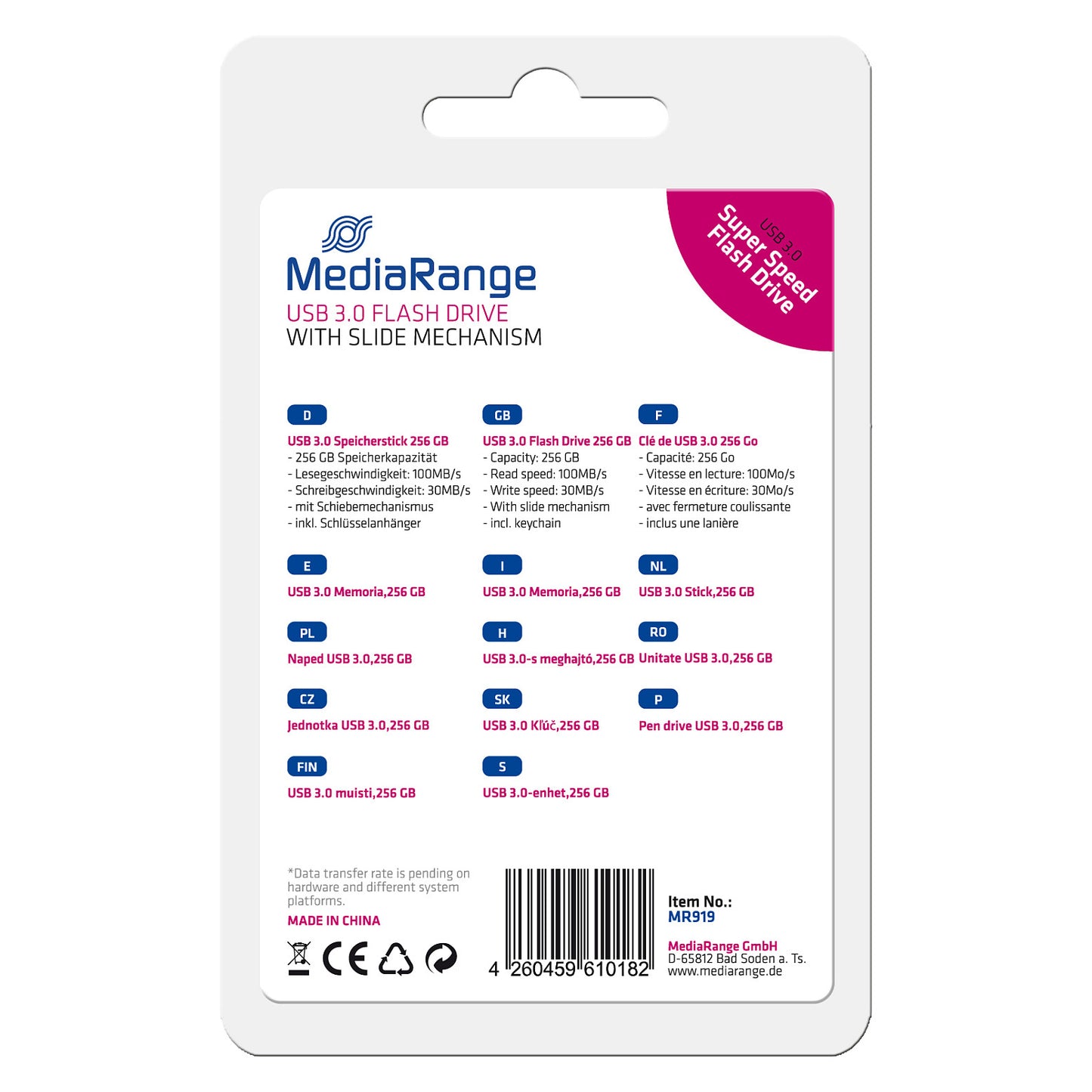 STICK 256GB MEDIARANGE USB-Flash-Laufwerk USB 3.0