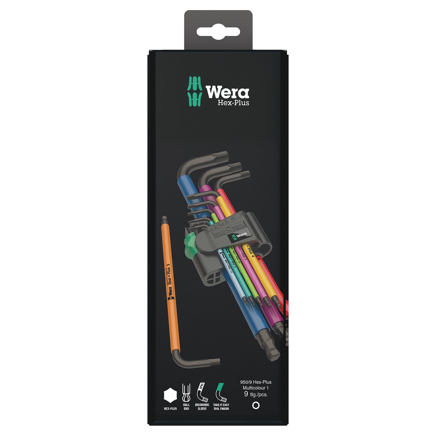 Wera 950/9 Hex-Plus Multicol 1 SB Winkelschlüsselsatz met BL