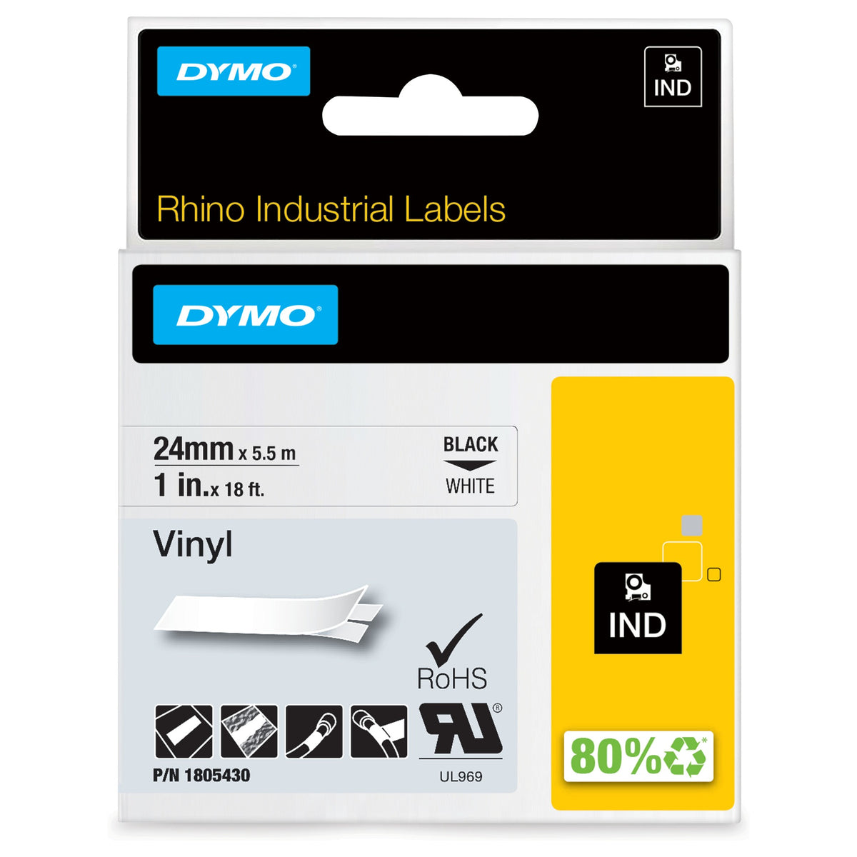 Dymo Rhino Capture CA-1805430 schwarz auf weiß 2,4cm x 5,5m
