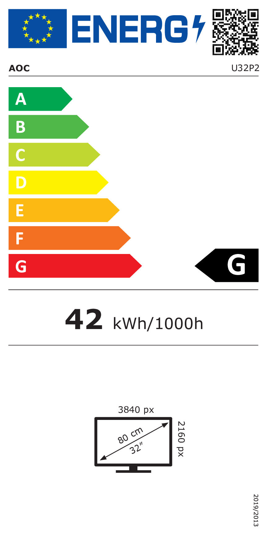 80cm/31,5" (3840x2160) AOC P2 U32P2 4K UHD LED 75Hz 4ms USB3.2 2xHDMI DP LS Pivot Black