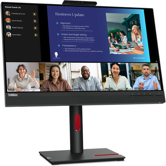 61cm/24" (1920x1080) Lenovo ThinkVision T24v-30 16:9 FHD IPS 75Hz 4ms HDMI VGA DP Speaker Webcam Black