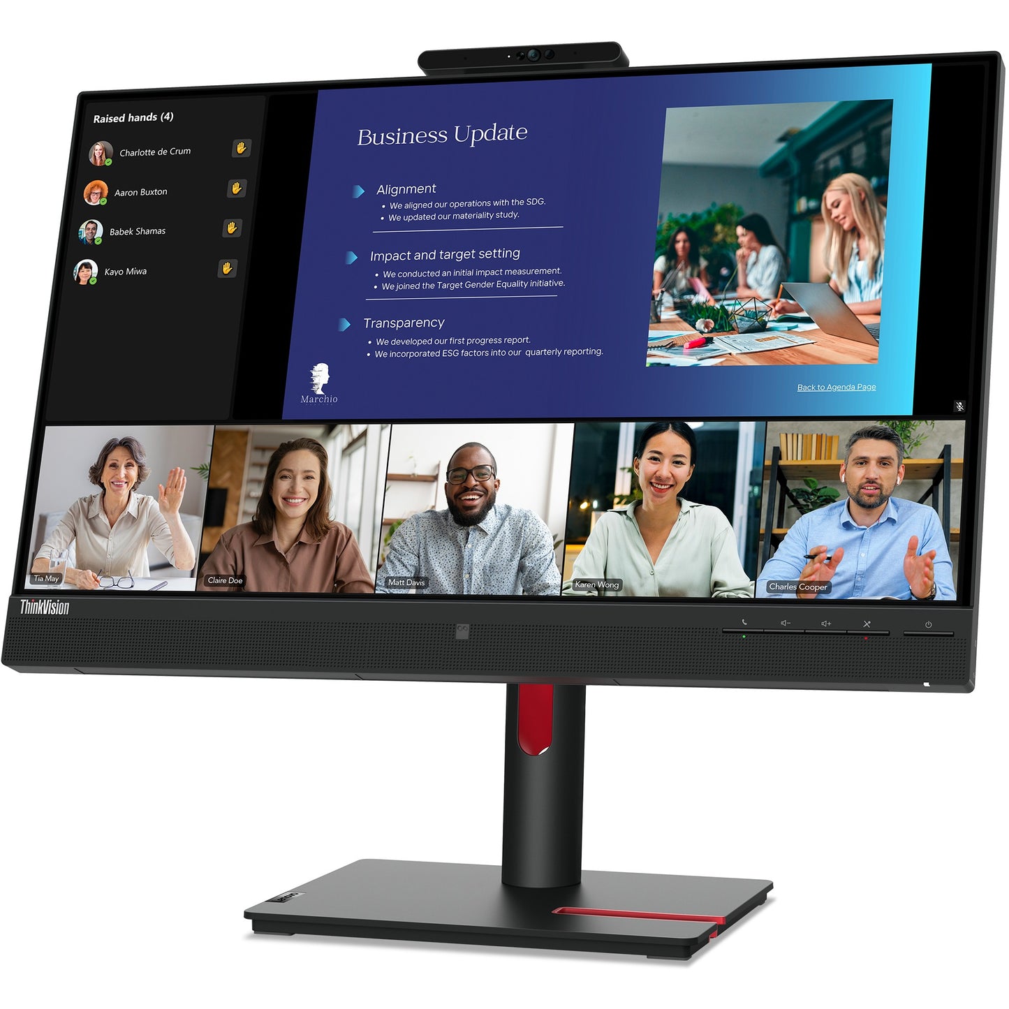 61cm/24" (1920x1080) Lenovo ThinkVision T24v-30 16:9 FHD IPS 75Hz 4ms HDMI VGA DP Speaker Webcam Black