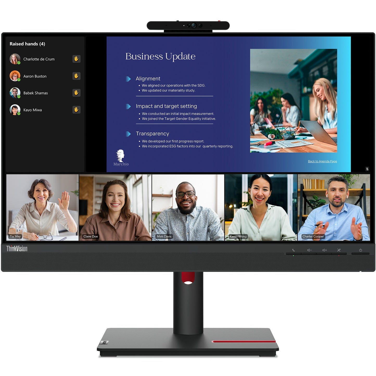 61cm/24" (1920x1080) Lenovo ThinkVision T24v-30 16:9 FHD IPS 75Hz 4ms HDMI VGA DP Speaker Webcam Black