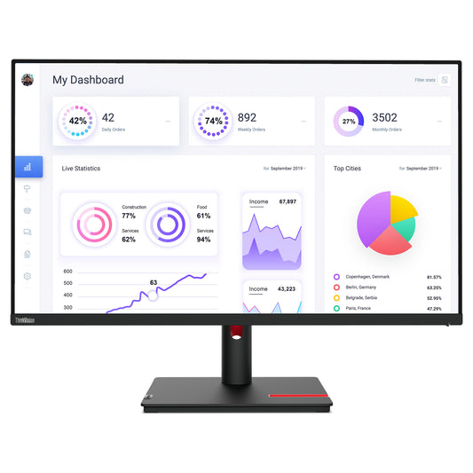 80cm/31,5" (3840x2160) Lenovo ThinkVision T32p-30 16:9 4K IPS 4ms 60Hz HDMI DP USB-C Pivot Black