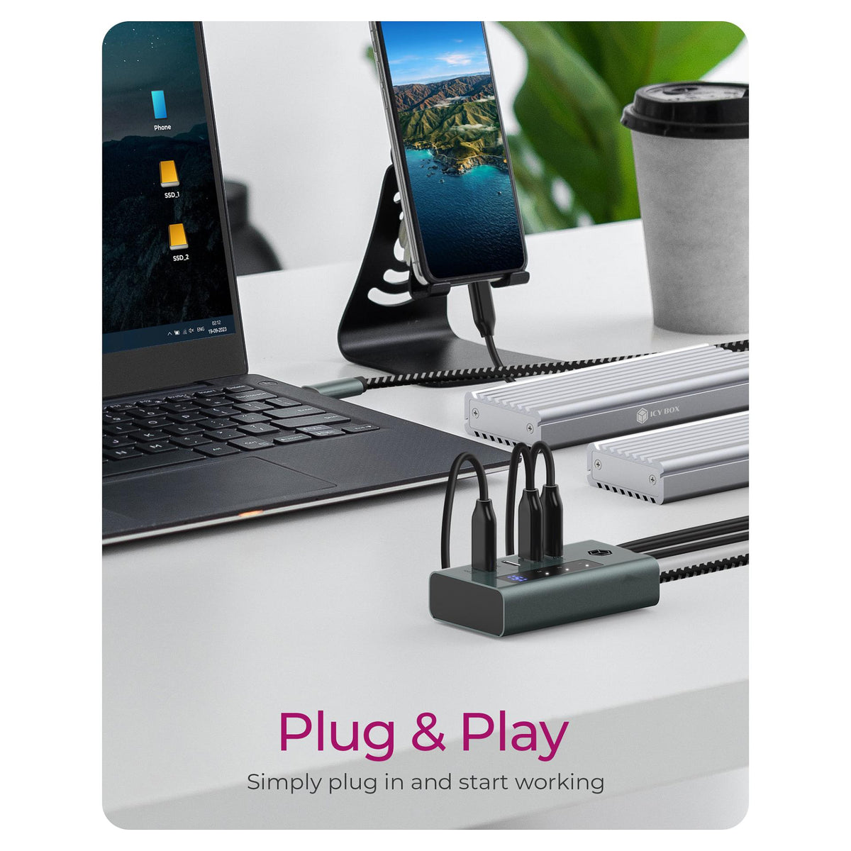 ICY BOX IB-HUB1454-C31 USB-C HUB 4-Port 4xUSB-C Display