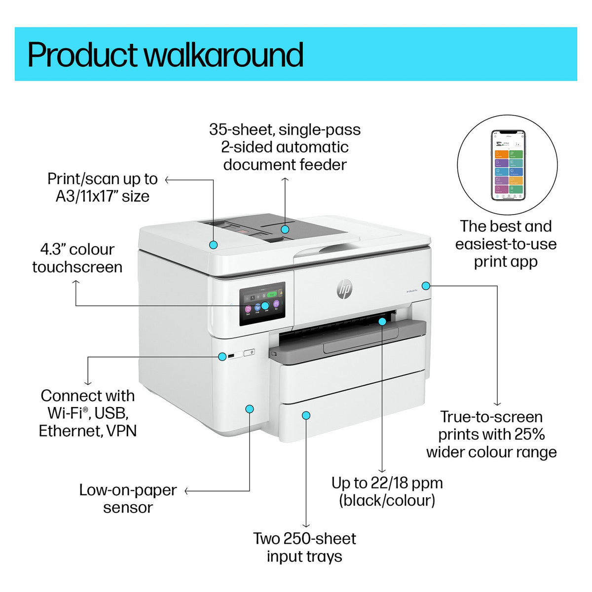 HP OfficeJet Pro 9730e Tinte-Multifunktionsdrucker 3in1 HP+ A3 LAN WiFi ADF Duplex