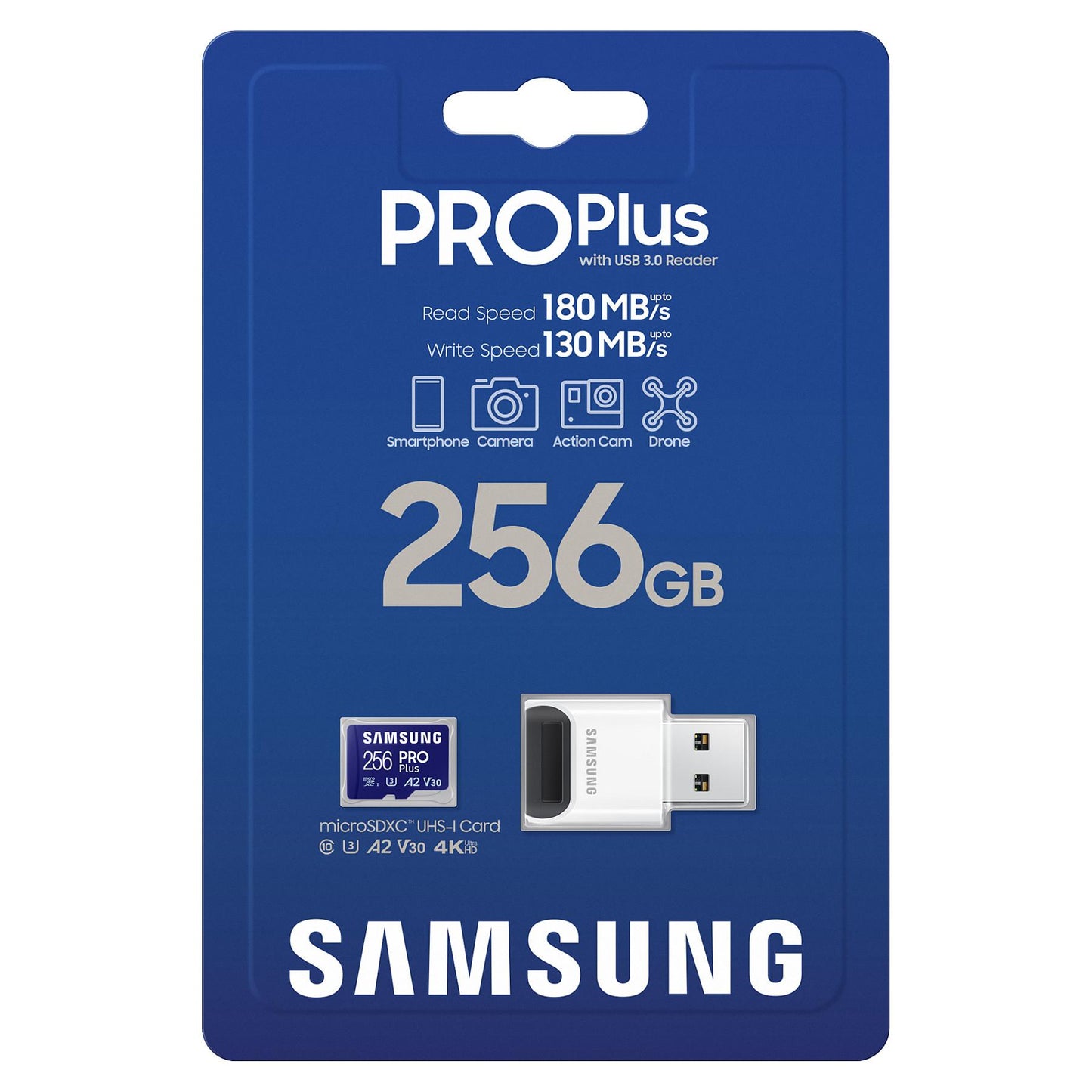 CARD 256GB Samsung Pro Plus microsdxc 180MB/s + USB-Kartenleser