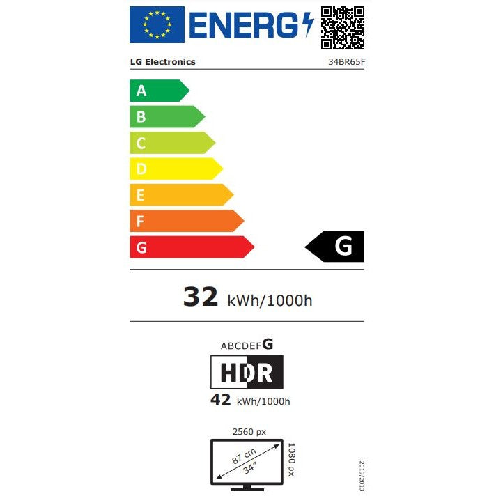 86,4cm/34" (2560x1080) LG 34BR65F-B 21:9 WFHD IPS 5ms 75Hz HDR DP HDMI Speaker Black