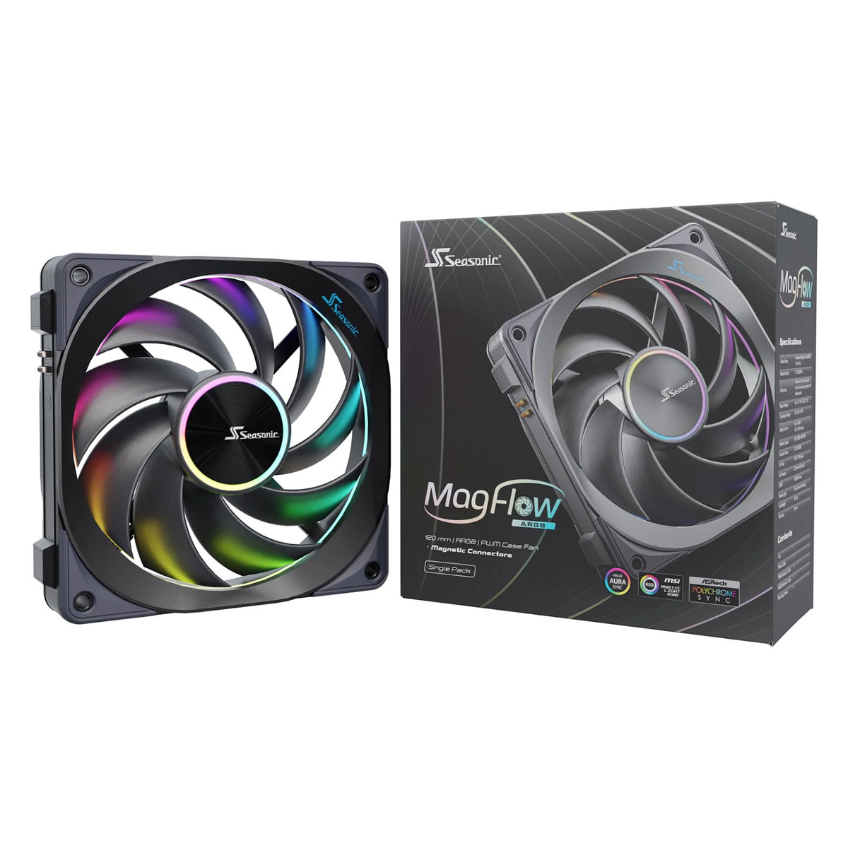 120mm Seasonic MagFlow 1225PWM ARGB 1-Fan Kit