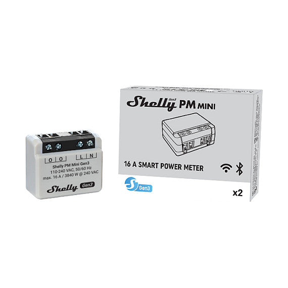 Shelly Relais "PM Mini Gen. 3" WLAN BT Unterputz