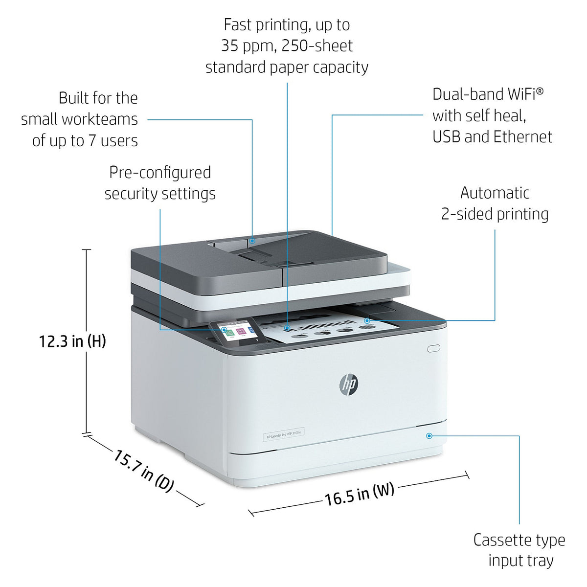 HP LaserJet Pro 3102fdn Laser-Multifunktionsdrucker 4in1 LAN ADF Duplex