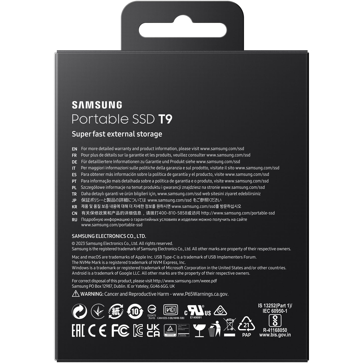2TB Samsung Portable T9 USB 3.2 Gen2 Schwarz Einzelhandel