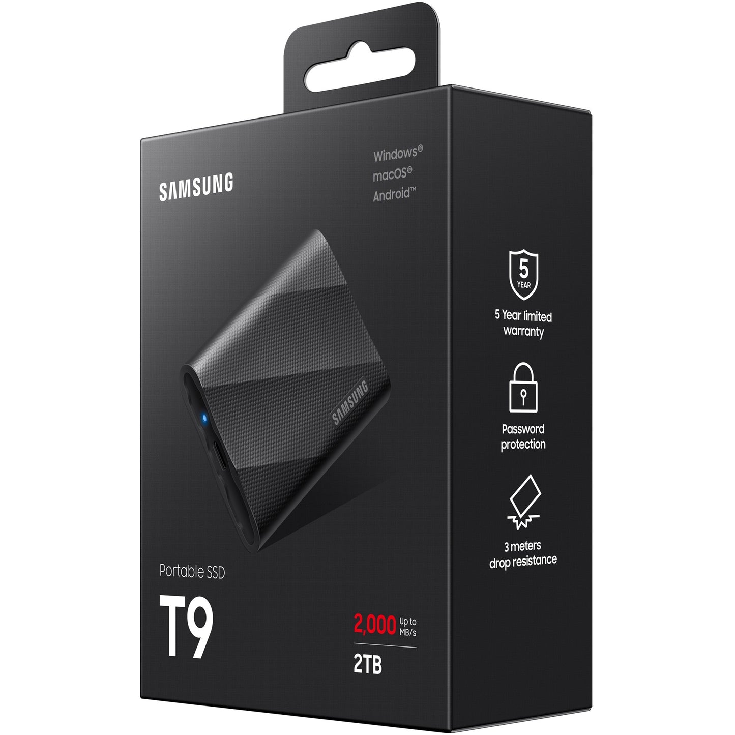 2TB Samsung Portable T9 USB 3.2 Gen2 Schwarz Einzelhandel