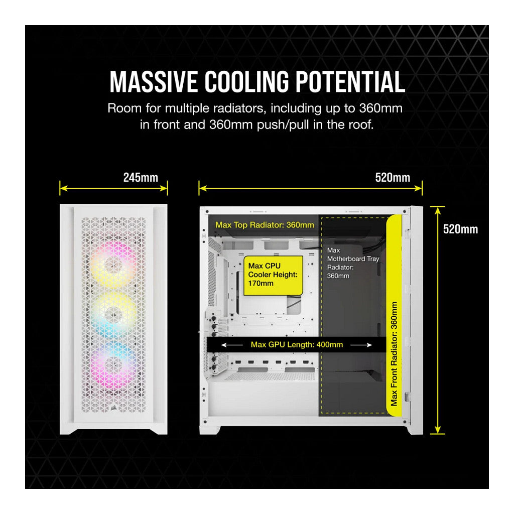 Midi Corsair iCUE 5000D RGB Airflow Window White