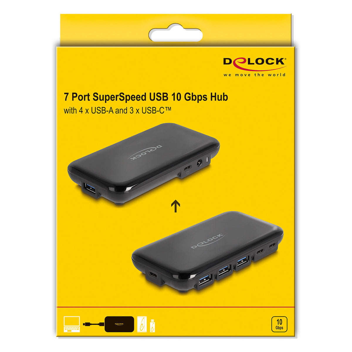 7 Port USB 3.2 Gen 2 Hub mit 4 USB Typ-A und 3 USB Type-C™ Ports