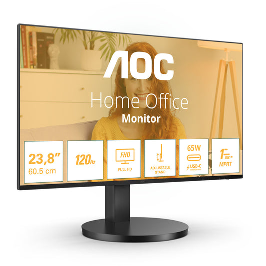 61cm/24" (1920x1080) AOC Basic-line 24B3CF2 16:9 FHD IPS 1ms 100Hz HDMI USB-C Speaker Black