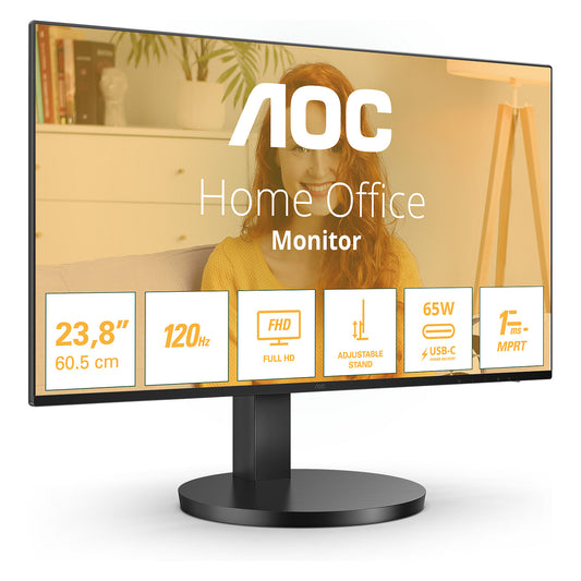 61cm/24" (1920x1080) AOC Basic-line 24B3CF2 16:9 FHD IPS 1ms 100Hz HDMI USB-C Speaker Black