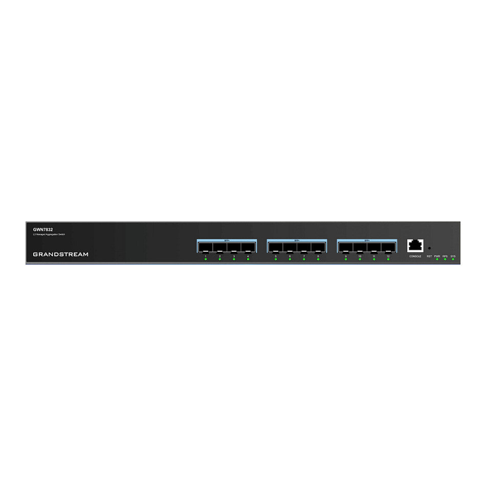 12P Grandstream GWN7832, 12x 10-Gigabit-SFP+-Ports, Layer-3-Aggregations-Switches