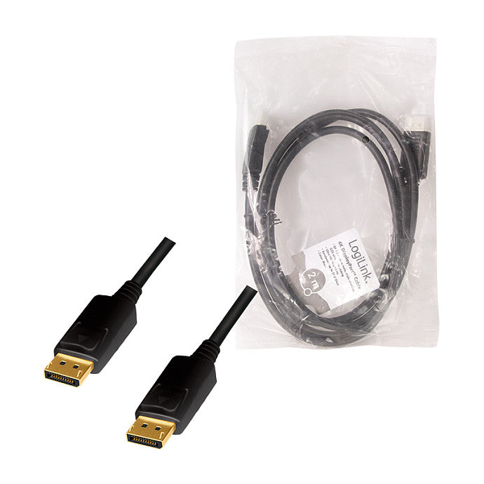 LogiLink DisplayPort 1.2 (ST-ST) 2m Anschlusskabel 4K 60Hz Schwarz