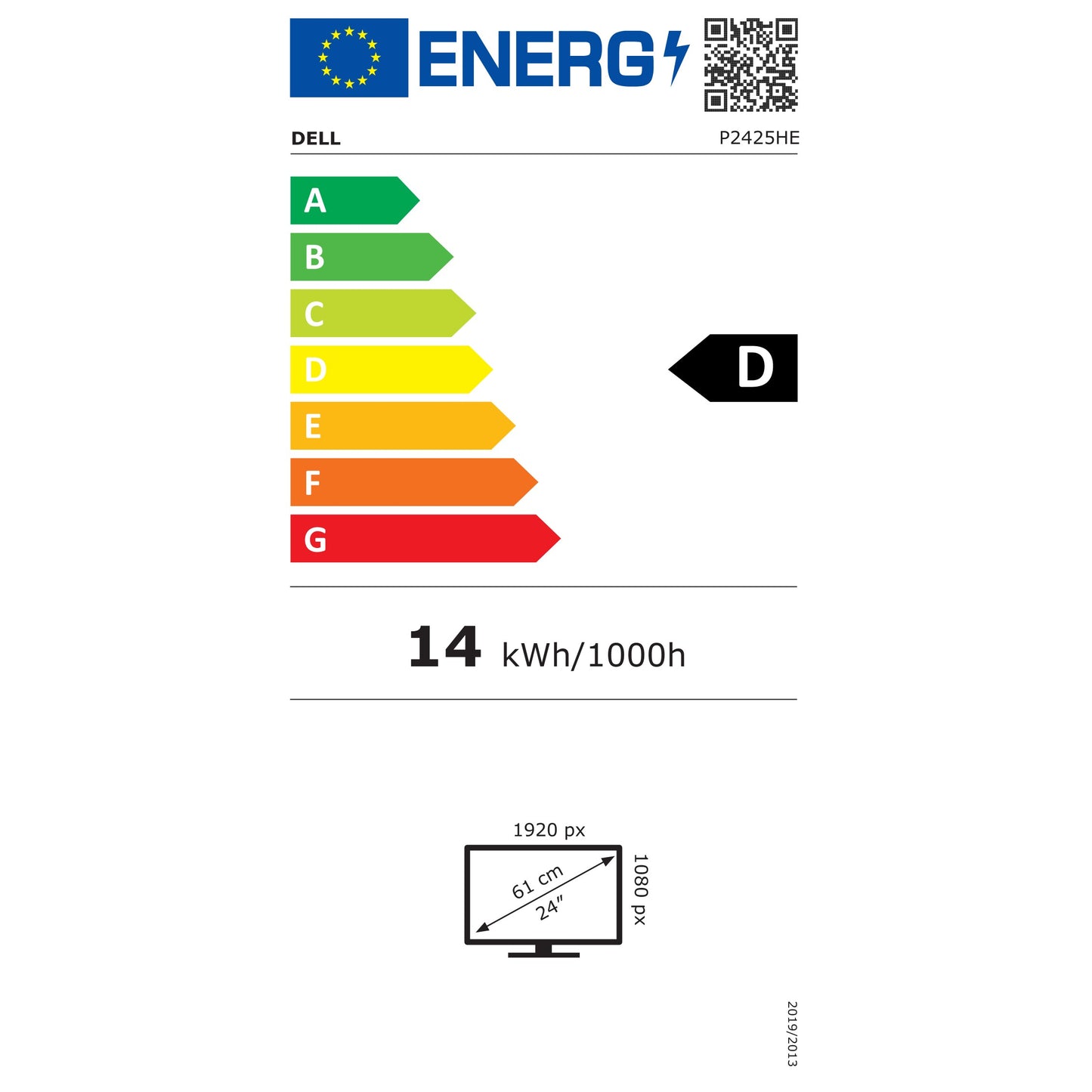 Écran Dell P2425HE 60,47 cm/23,8" (1920 x 1080) 16:9 FHD IPS 5 ms 100 Hz HDMI DP USB-C RJ45 Noir/Argent