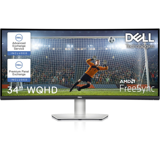 86.42cm/34" (34401440) Dell S3423DWC 21:9 WQHD VA 4ms 100Hz 2xHDMI DP USB-C Silver/Black