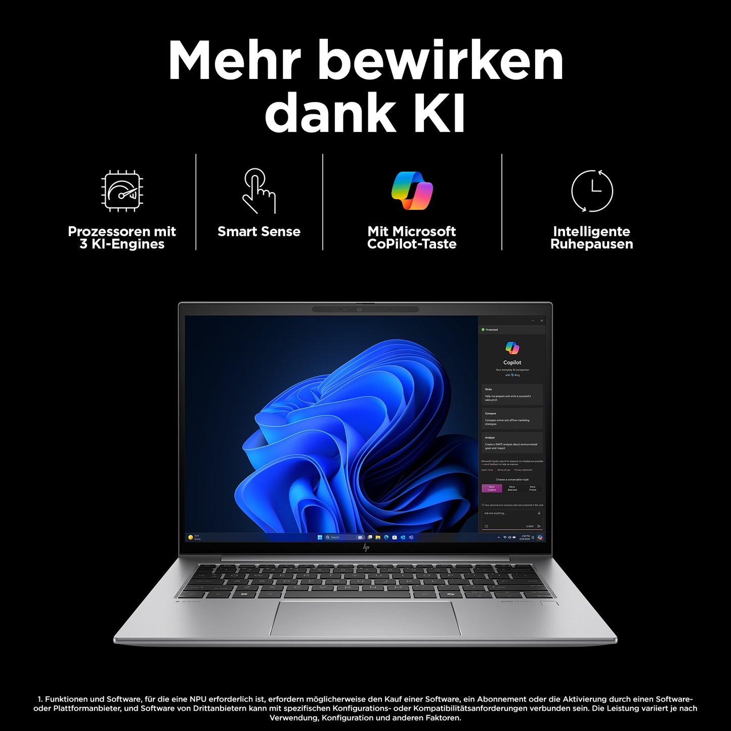 HP ZBook Firefly 16 G11 Intel Core Ultra 7 155H 40,64cm 16Zoll WUXGA 32GB 1TB/SSD NVIDIA A500 4GB W11P SmartBuy 3J War (DE)