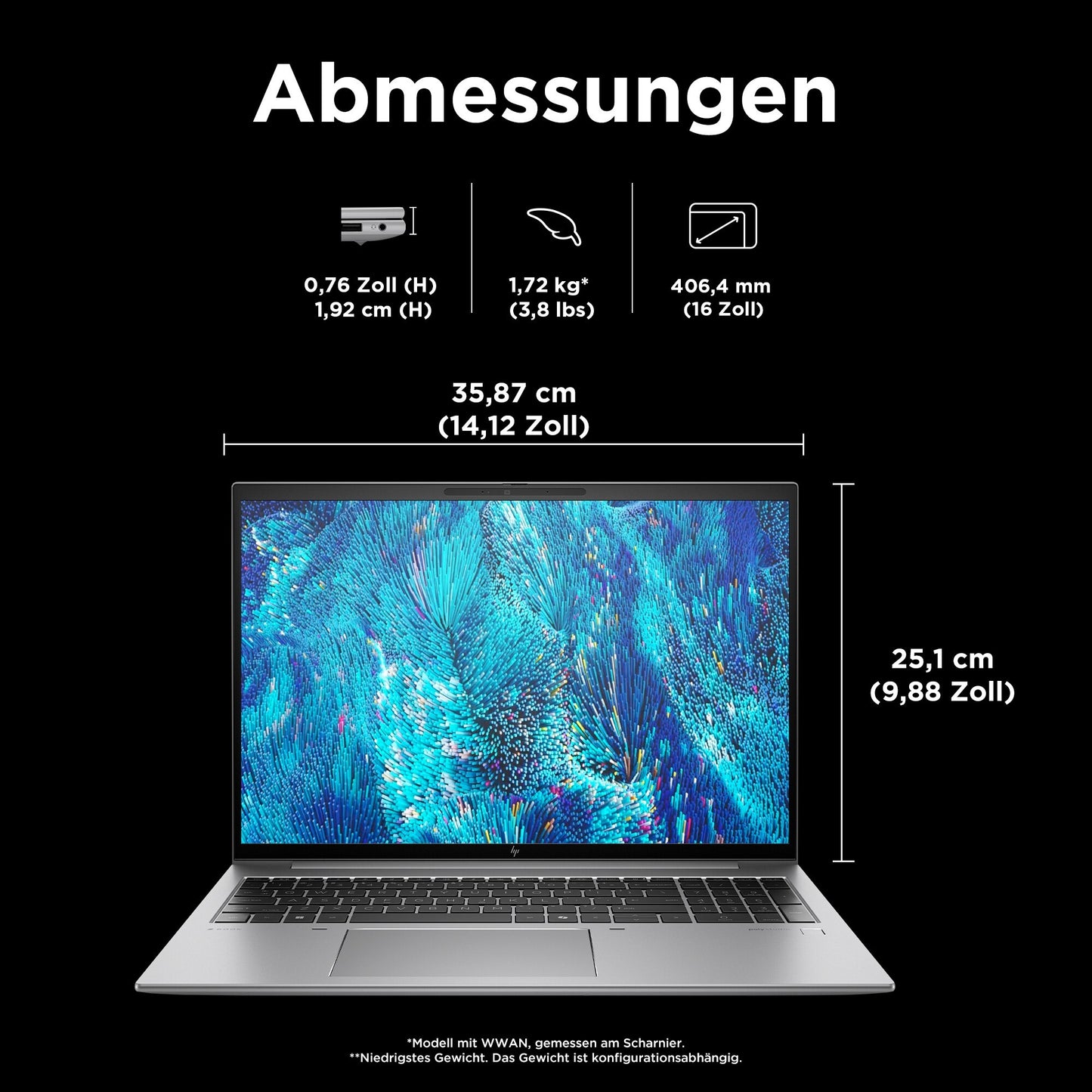 HP ZBook Firefly 16 G11 Intel Core Ultra 7 155H 40,64cm 16Zoll WUXGA 32GB 1TB/SSD NVIDIA A500 4GB W11P SmartBuy 3J War (DE)