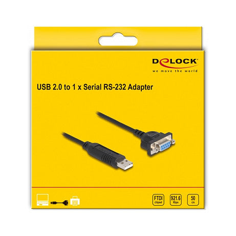 DeLock USB 2.0 > Seriell 232 (ST-ST) 0,5m Adapterkabel Schwarz