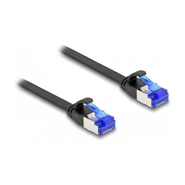 DeLock Patchkabel CAT6a RJ45 U/FTP Flachband 0,25m Schwarz