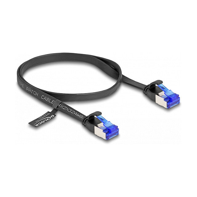 DeLock Patchkabel CAT6a RJ45 U/FTP Flachband 0,5m Schwarz