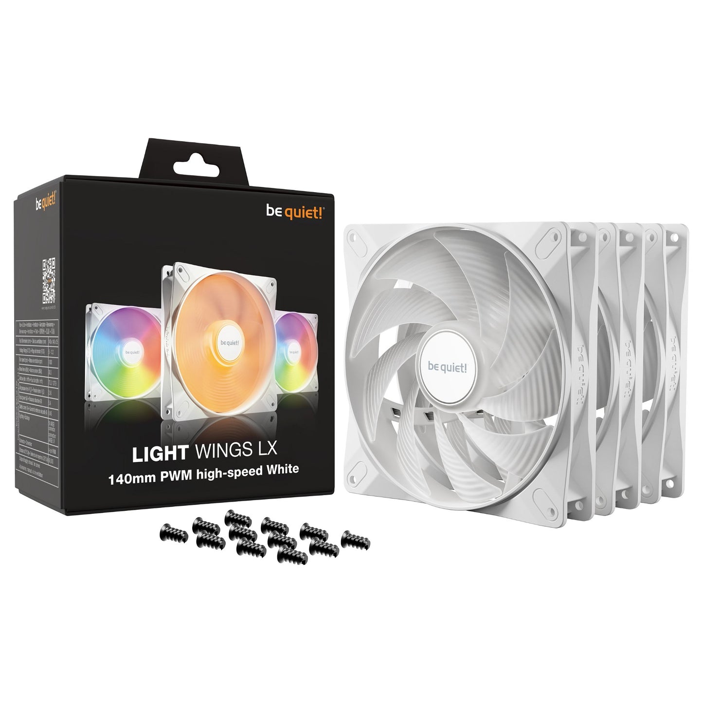 140mm be quiet! LIGHT WINGS LX PWM high-speed White Triple-Pack