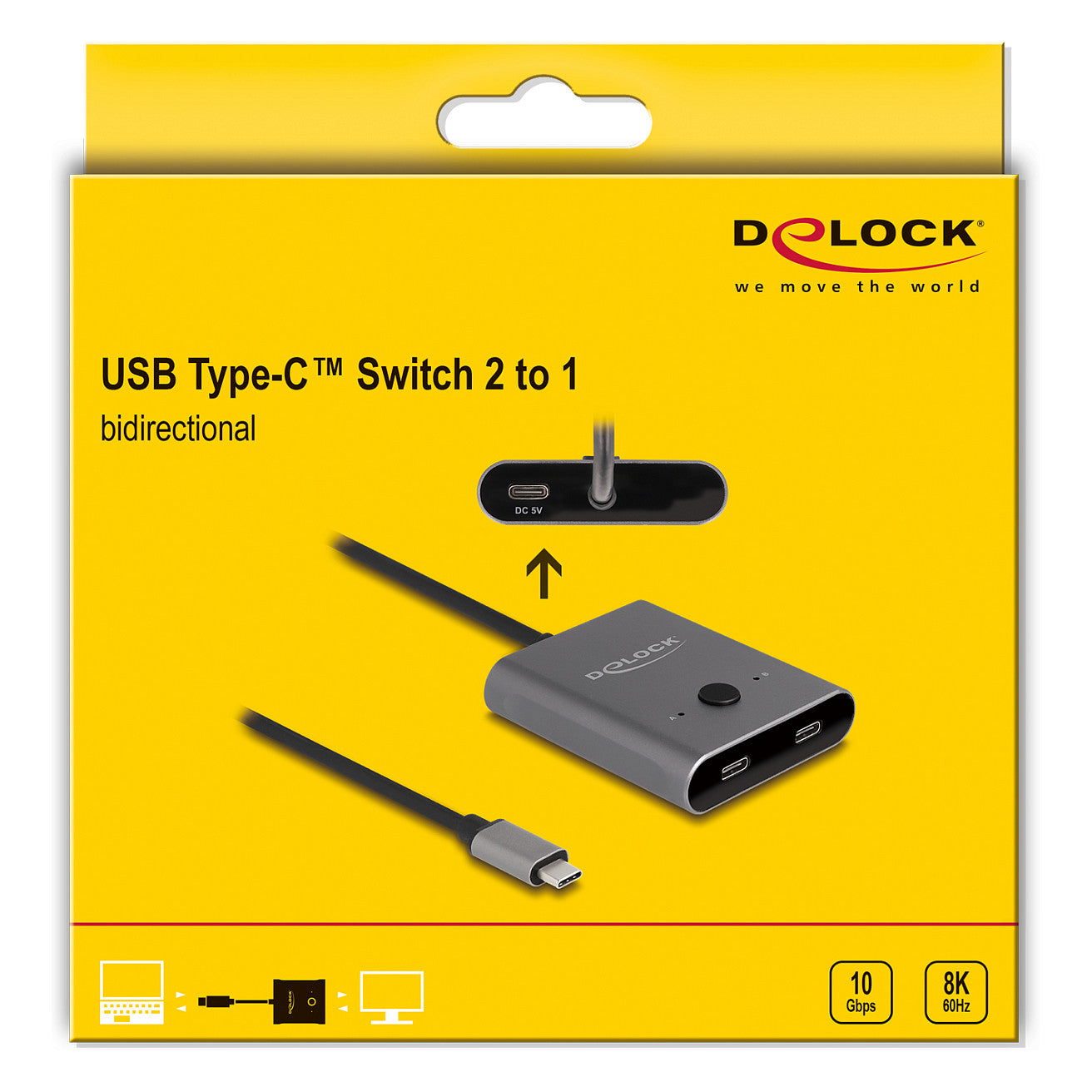 DELOCK USB 10 Gbps USB Type-C Switch 2 auf 1 bidirektional 8K