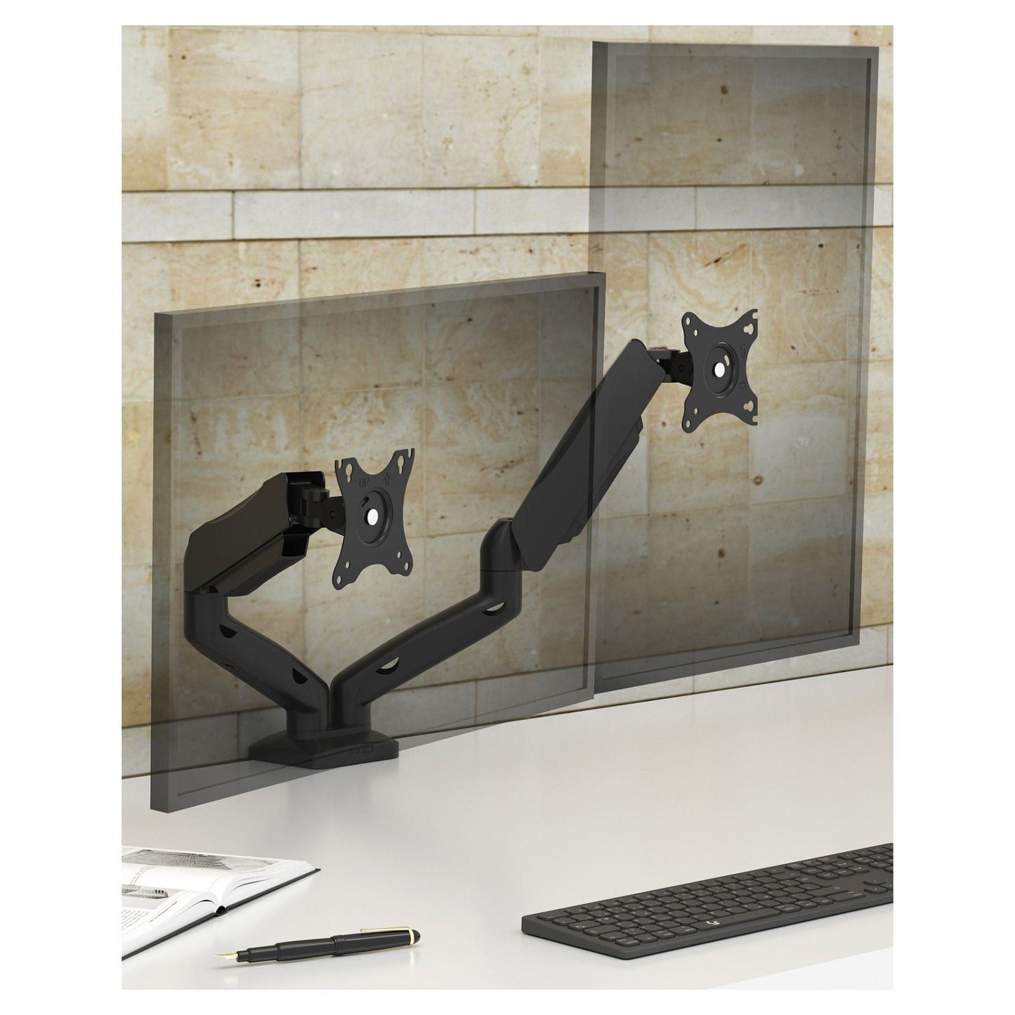Icy Box Monitorhalterung IB-MS204-T (schwarz, fr 2 Monitore bis 32" (81cm))