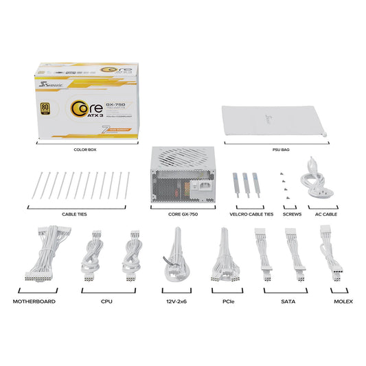 750W Seasonic Core GX-750-V2-WHITE Kabelmanagement