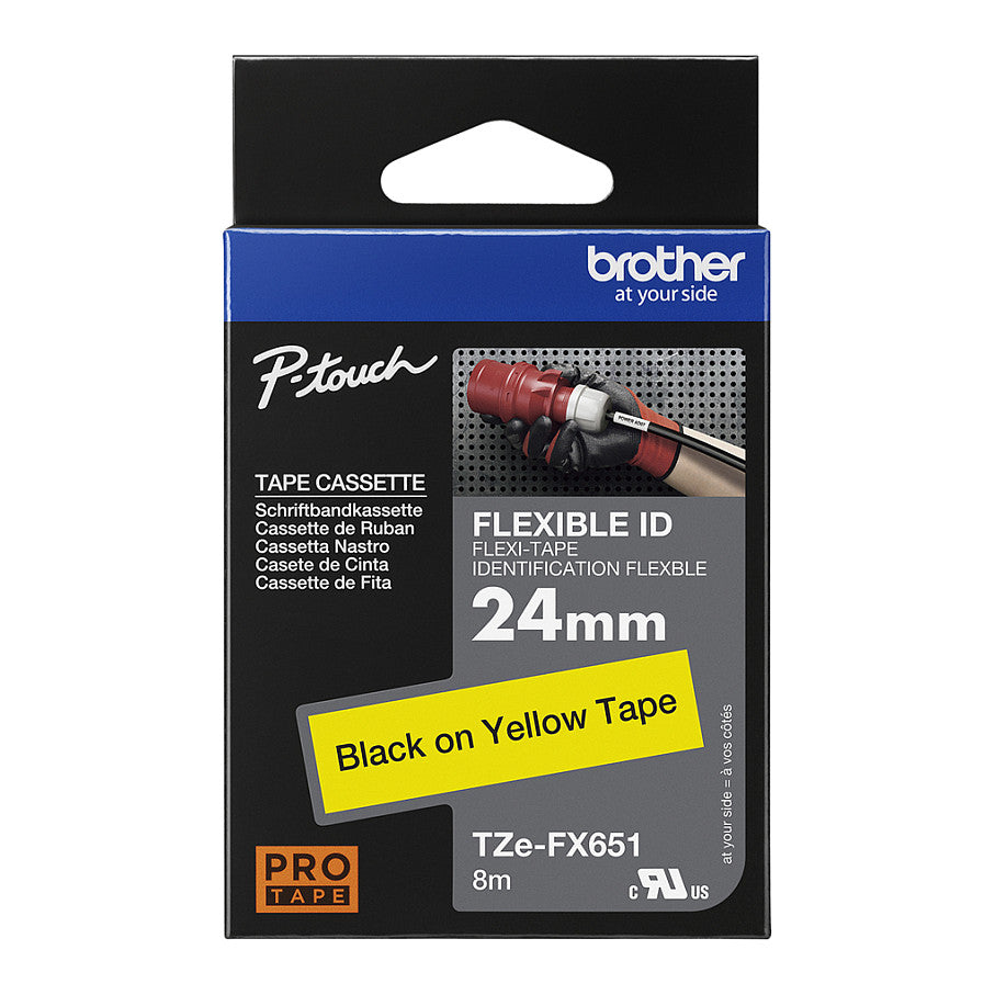 Brother TZe-FX651 Beschriftungsband Schwarz auf Gelb