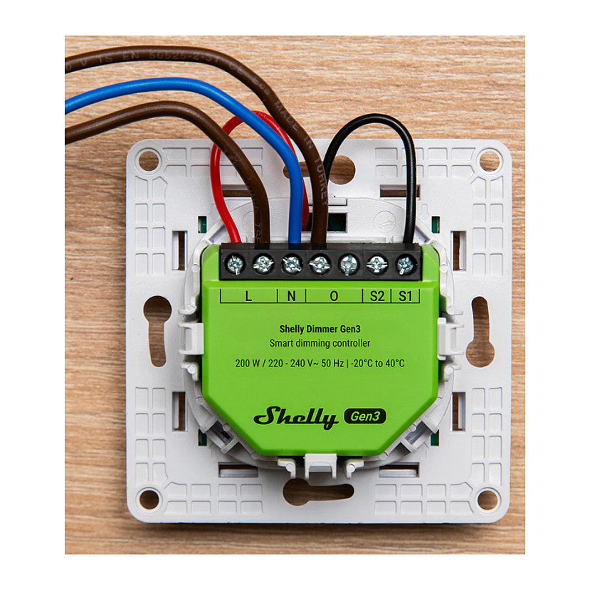 Shelly Relais "Dimmer Gen3" LED Lichtcontroller Messfunktion Unterputz