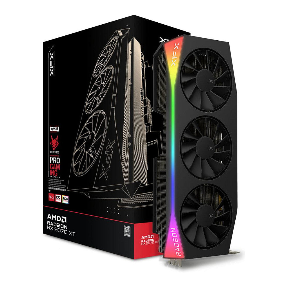 RX 9070 XT 16GB XFX Mercury Gaming RGB OC GDDR6 3 Fan