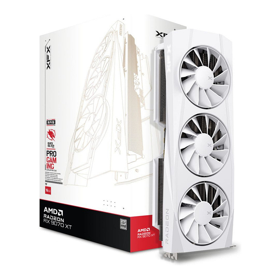 RX 9070 XT 16GB XFX Quicksilver Gaming GDDR6 3 Fan white