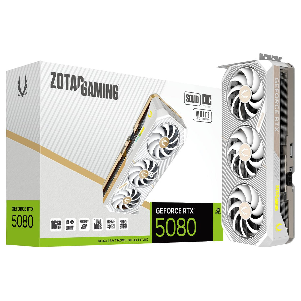 RTX 5080 16GB Zotac Gaming Solid OC GDDR7 3Fan white