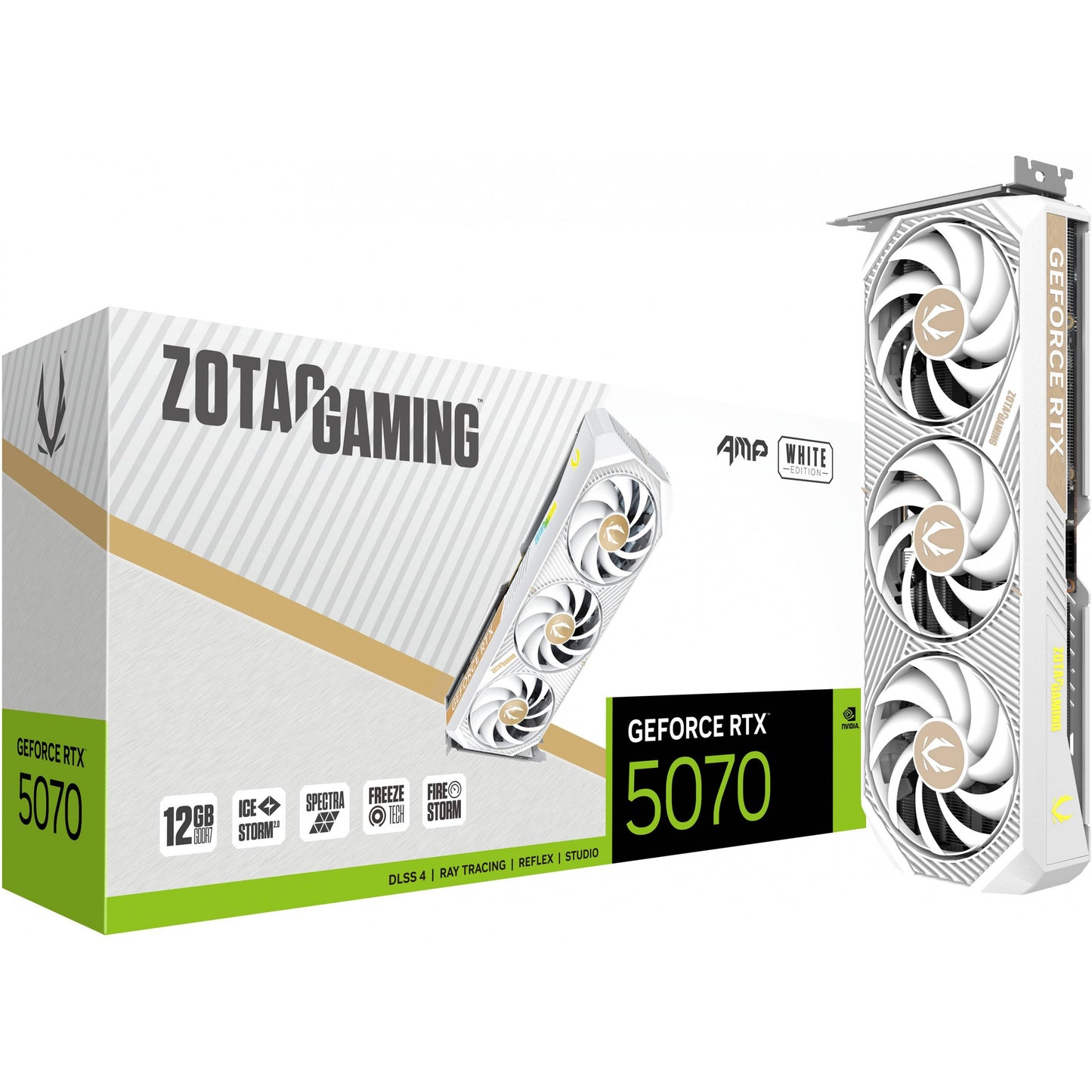 RTX 5070 12GB Zotac Gaming AMP GDDR7 3Fan white