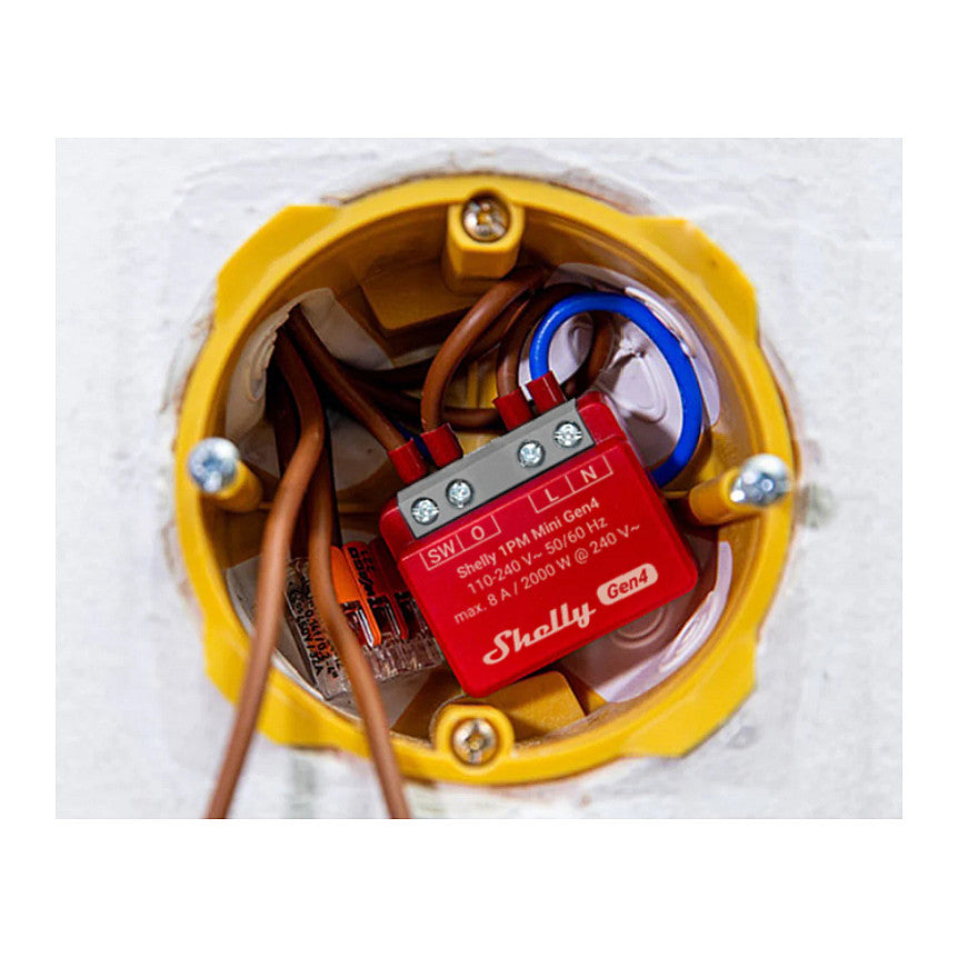 Shelly Relais "1PM Mini Gen4" WLAN BT Matter Zigbee Messfunktion max 8A 1 Kanal Unterputz
