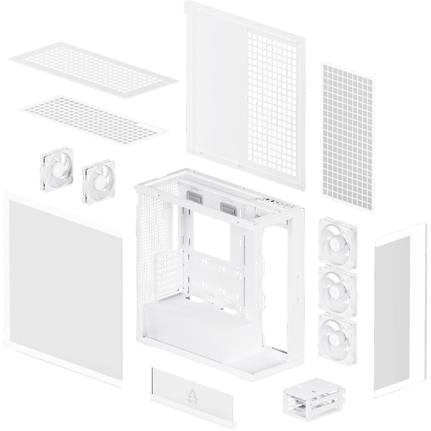 Arctic Xtender (White) transparent window w/o GPU vertical mount