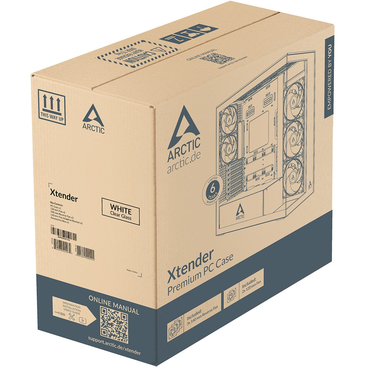 Arctic Xtender (White) transparent window w/o GPU vertical mount