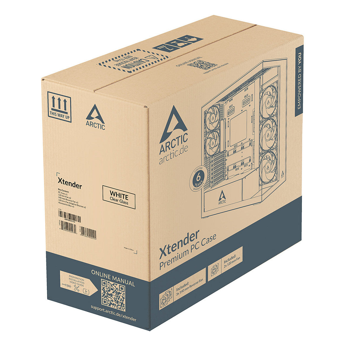 Arctic Xtender (White) transparent window w/o GPU vertical mount