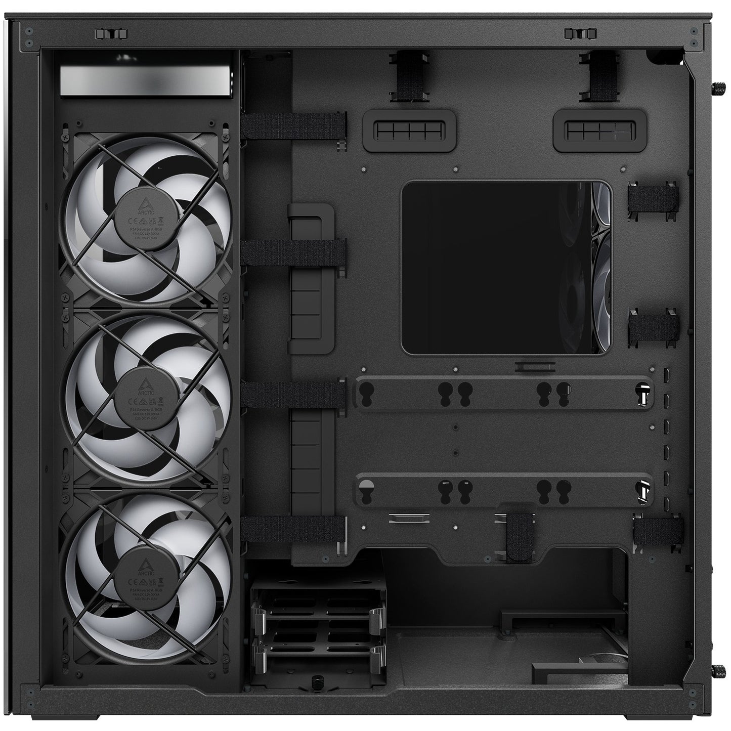 Arctic Xtender (Black) black window with GPU vertical mount