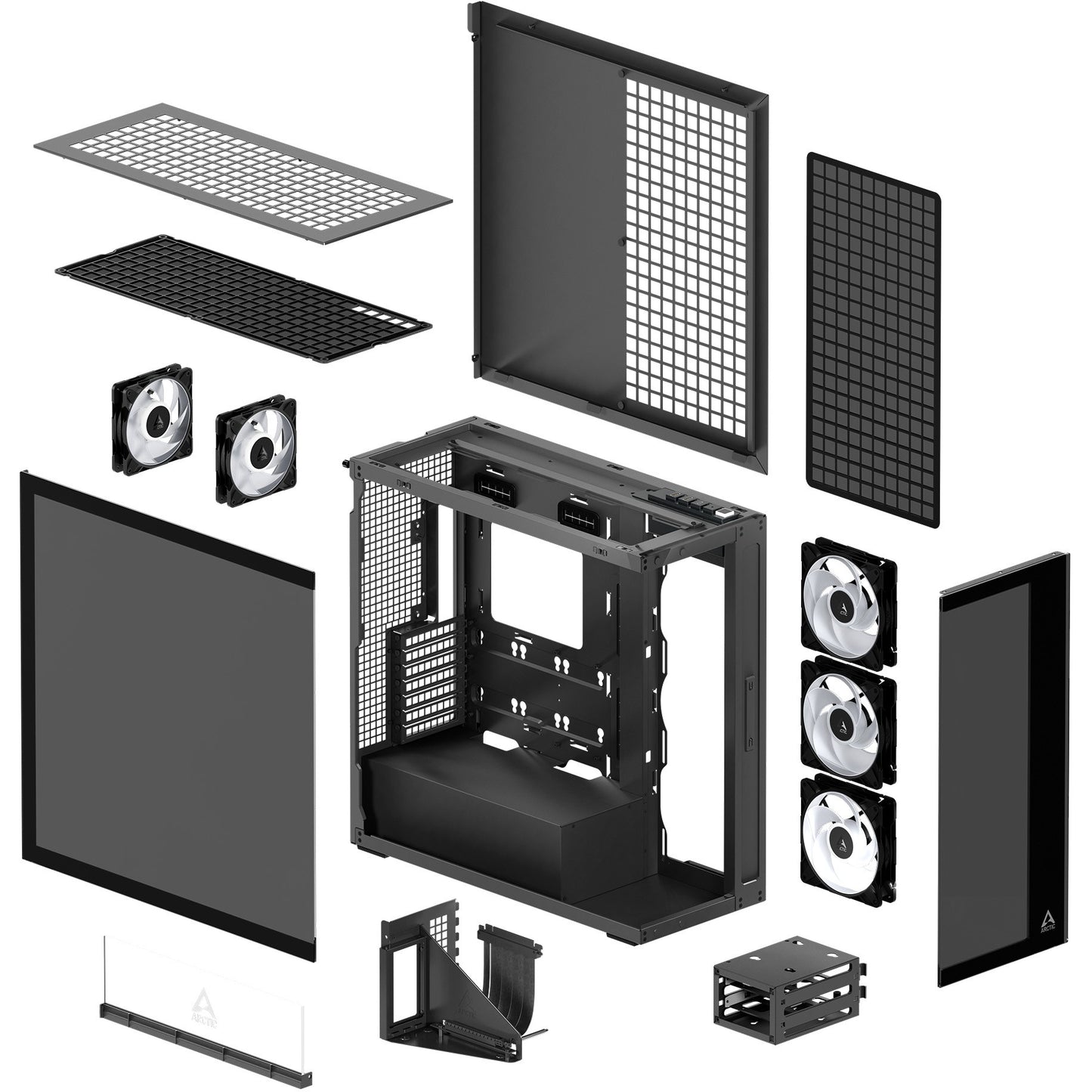 Arctic Xtender (Black) black window with GPU vertical mount