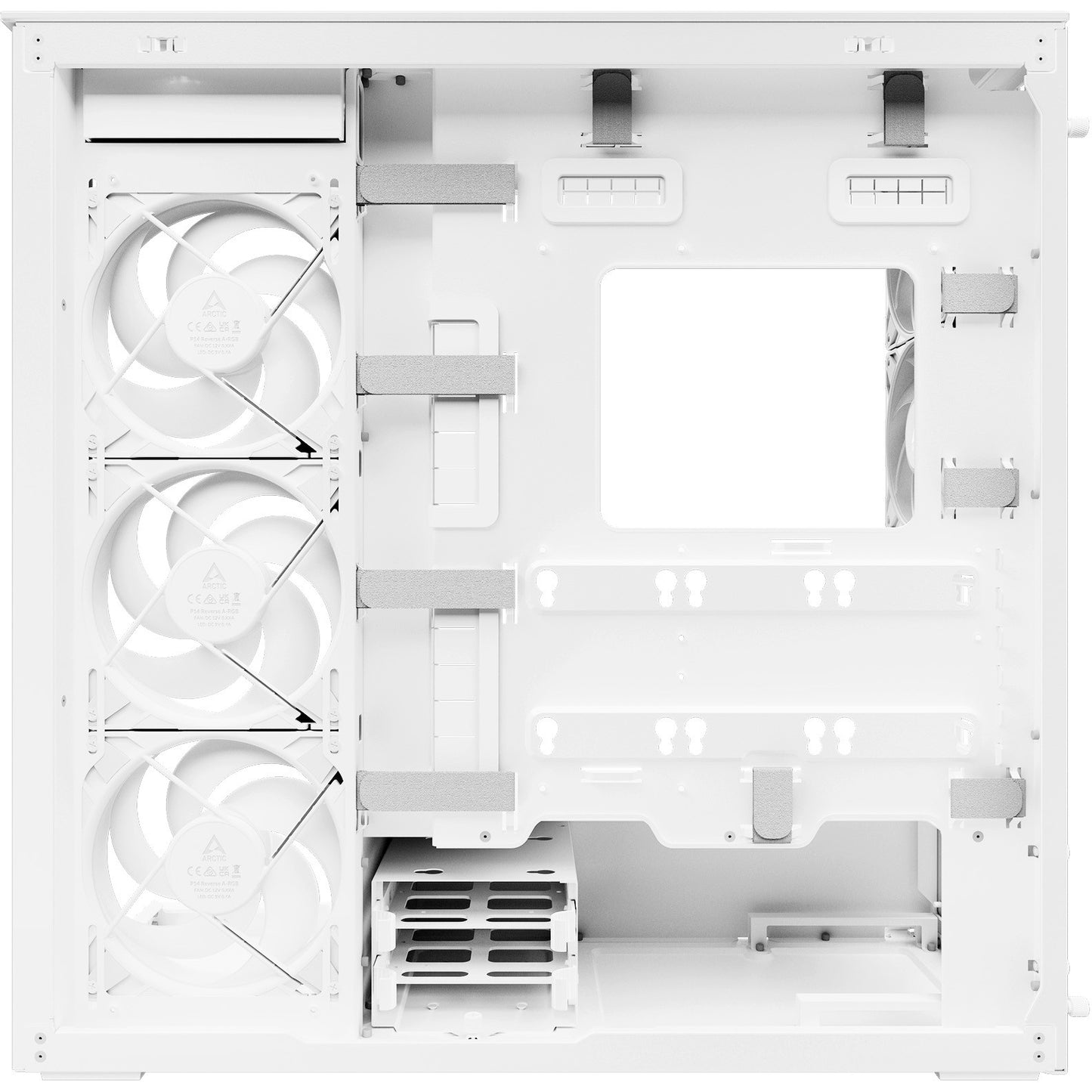 Arctic Xtender (White) transparent window with GPU vertical mount
