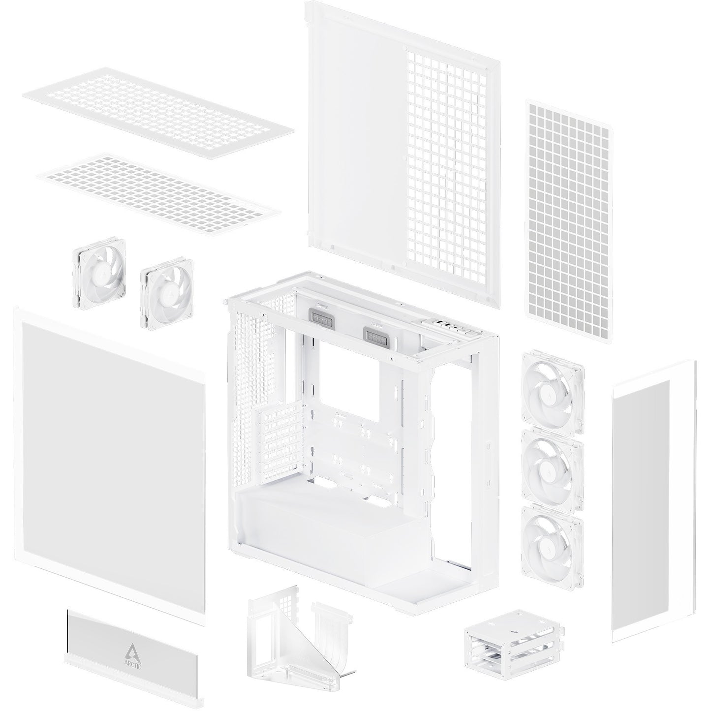 Arctic Xtender (White) transparent window with GPU vertical mount